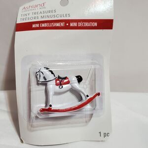 New Ashland Tiny Treasures 1.5" Tall Miniatures White Rocking Horse Dollhouse